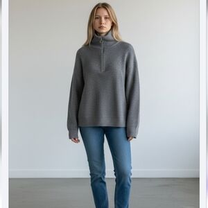 Quince Gray 1/4 zip Sweater size small